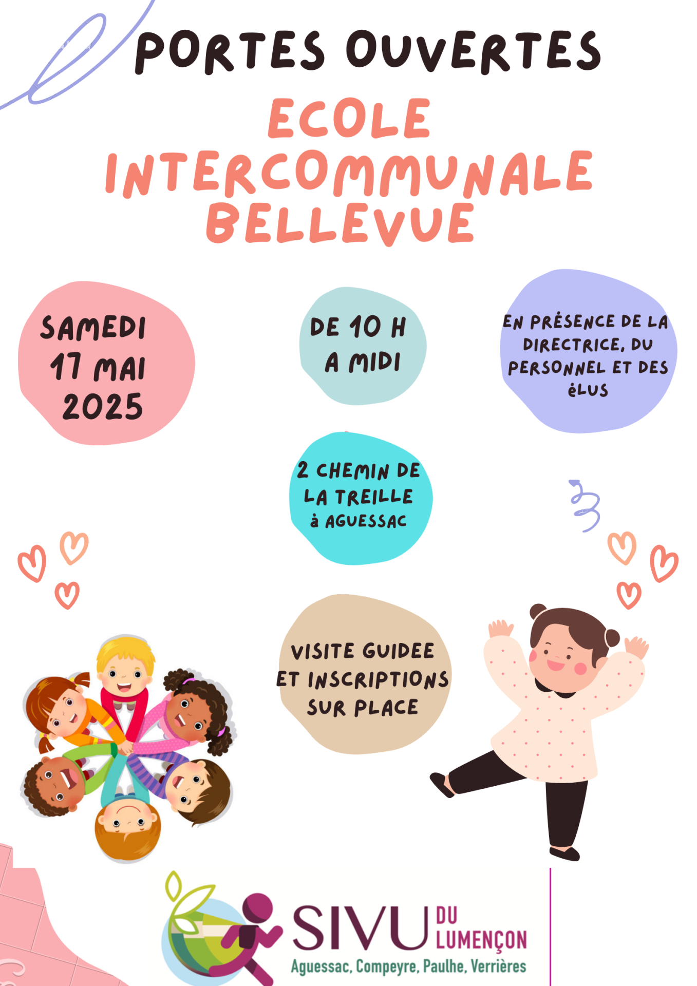 Lire la suite à propos de l’article Journée portes ouvertes à l’école intercommunale Bellevue. Samedi 17 mai 2025 de 10 heures à midi.
