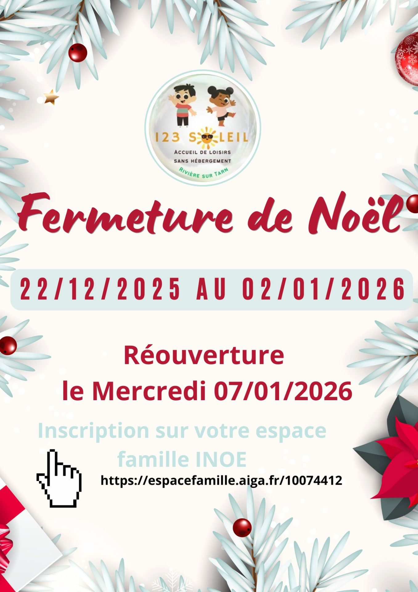 Lire la suite à propos de l’article 123 SOLEIL Fermeture pour les 15 jours de noël