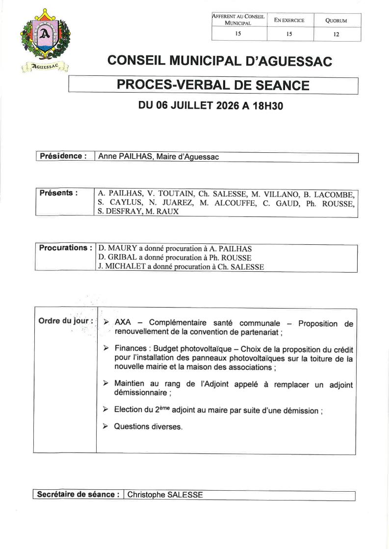 Affichage vote